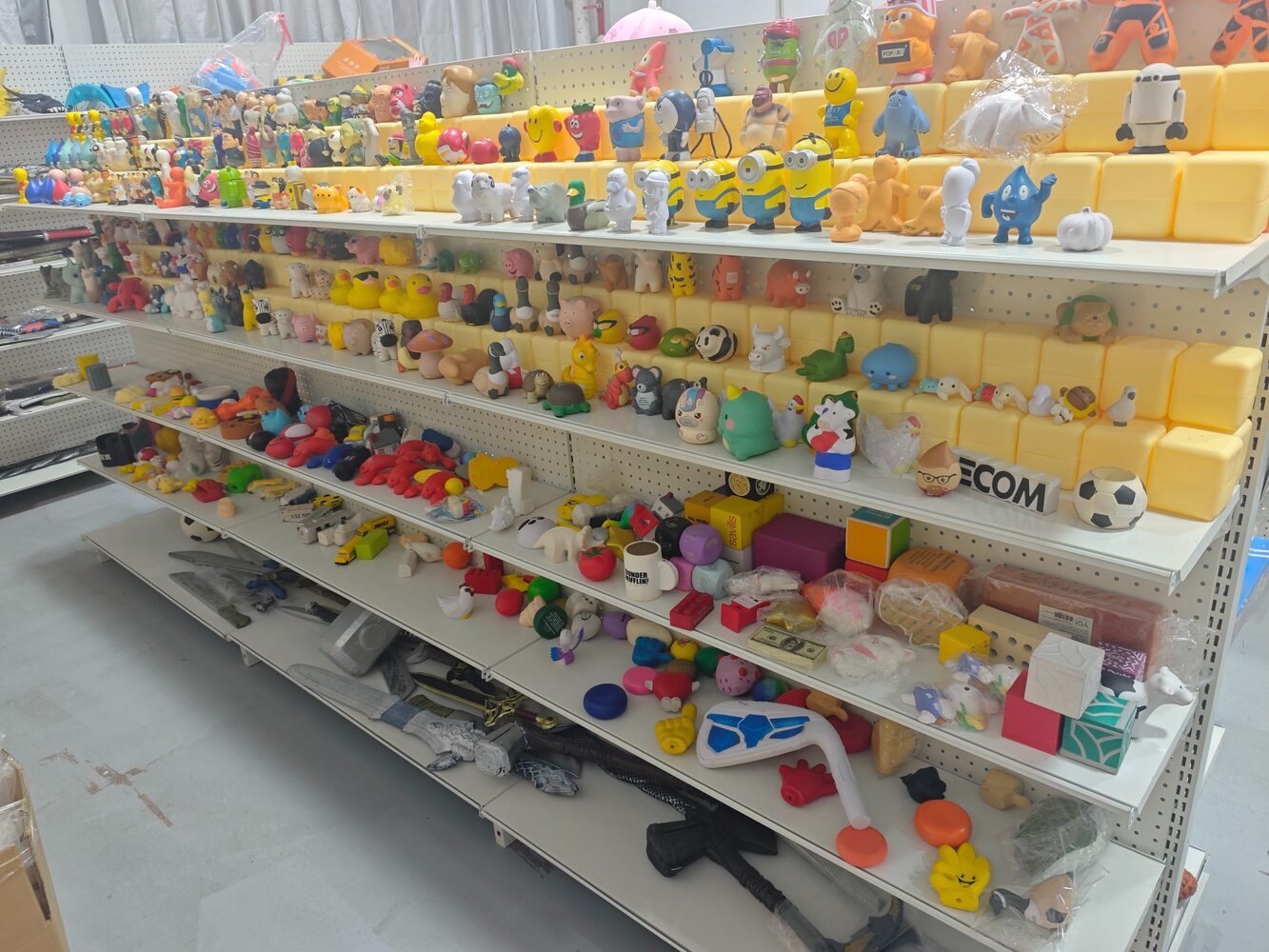 Factory sample room with a wide range of custom stress toys