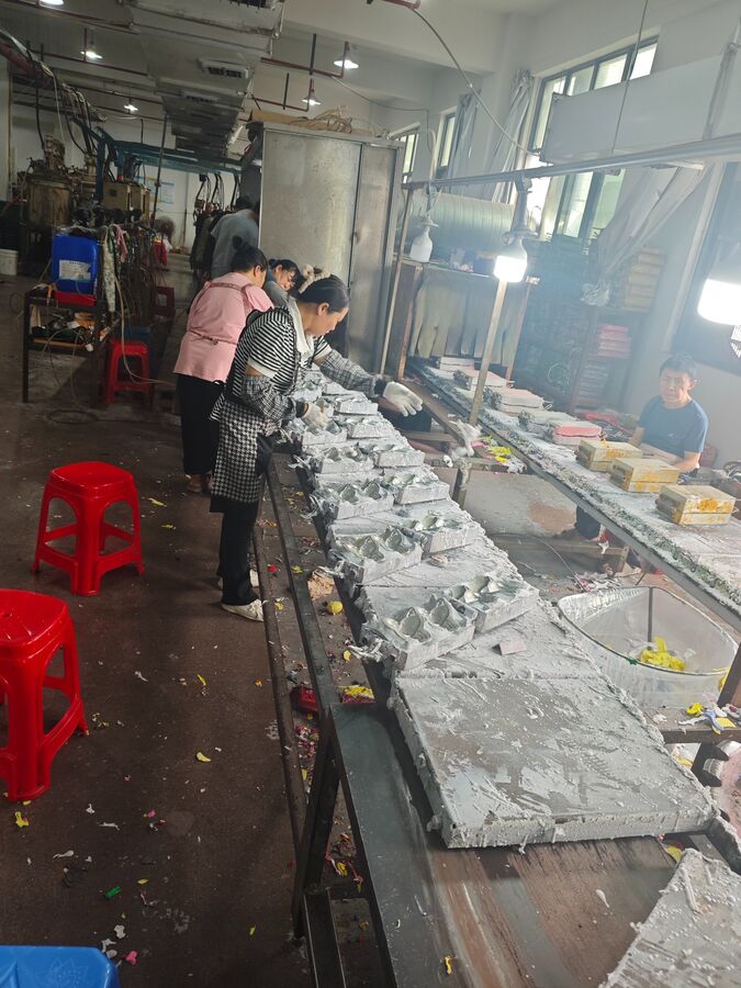 Workers demolding PU foam products