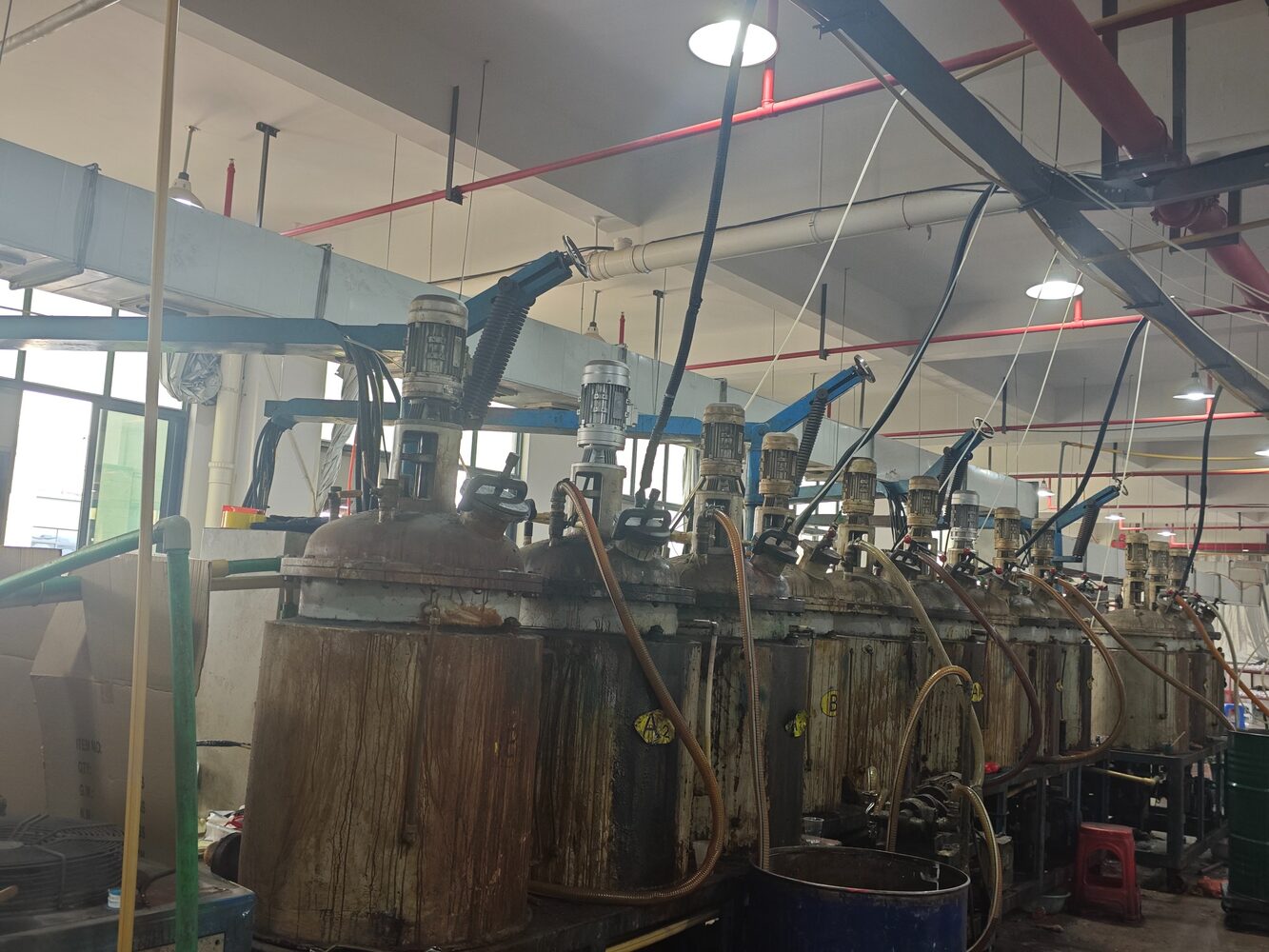 PU foam production equipment in the workshop