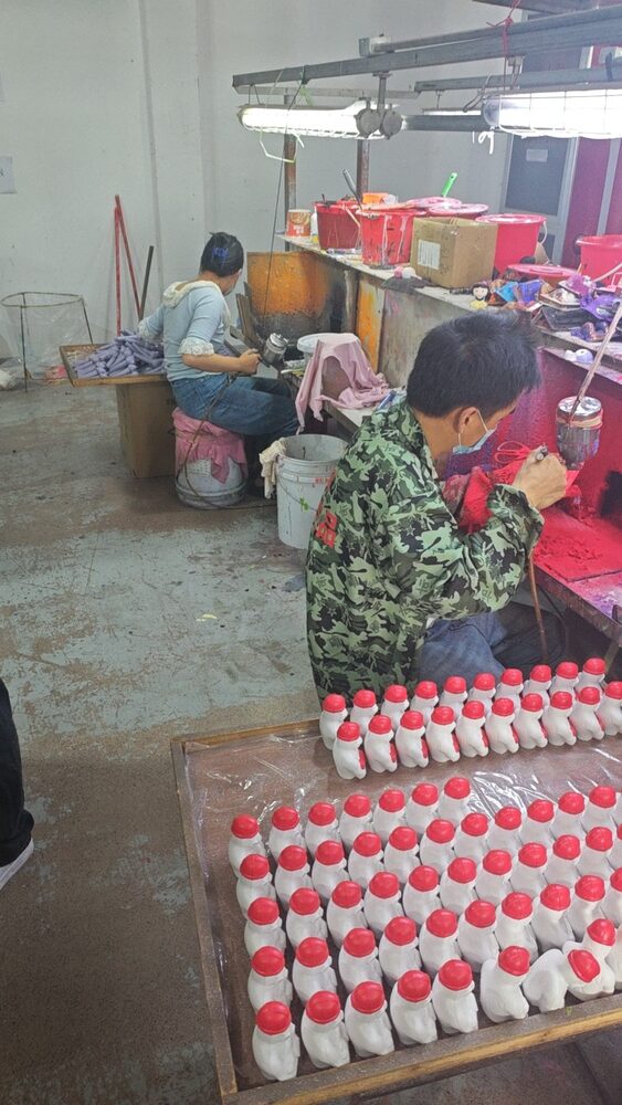 Finished products arranged for inspection and packing